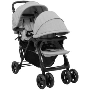 vidaXL Carrito para gemelos tandem de acero gris claro