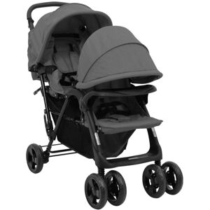 vidaXL Carrito para gemelos tandem de acero gris oscuro