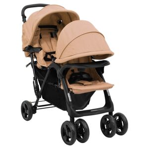 vidaXL Carrito para gemelos tandem de acero gris taupé