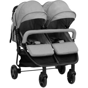 vidaXL Carrito para gemelos de acero gris claro y negro