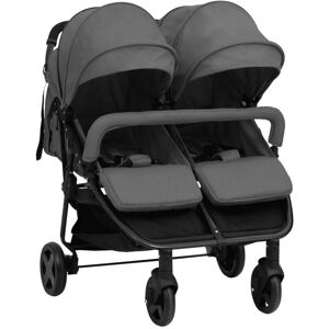 vidaXL Carrito para gemelos de acero gris oscuro y negro