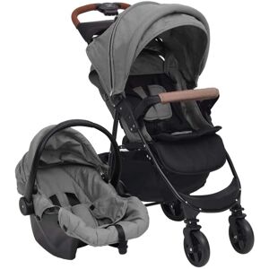 vidaXL Carrito de bebés 3 en 1 de acero gris claro