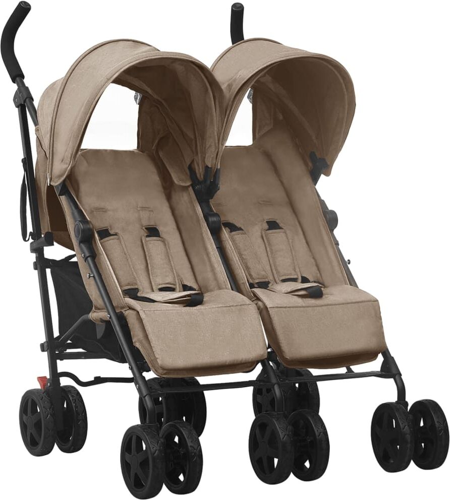 vidaXL Carrito para gemelos de acero gris taupe