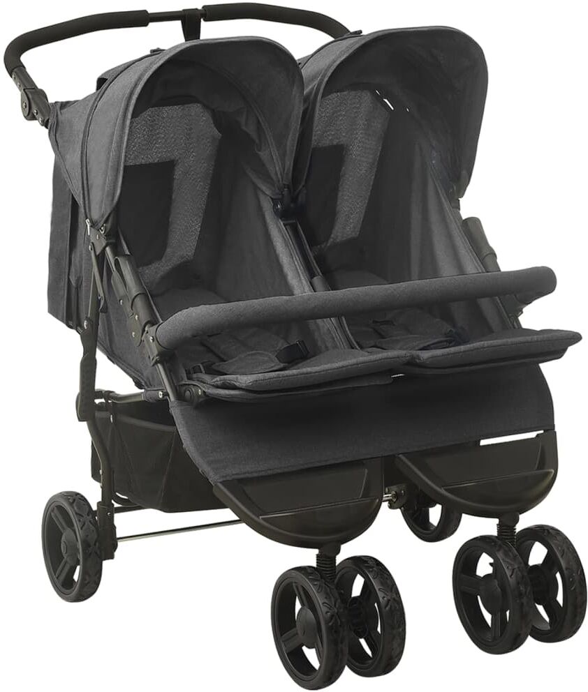 vidaXL Carrito para gemelos de acero gris antracita