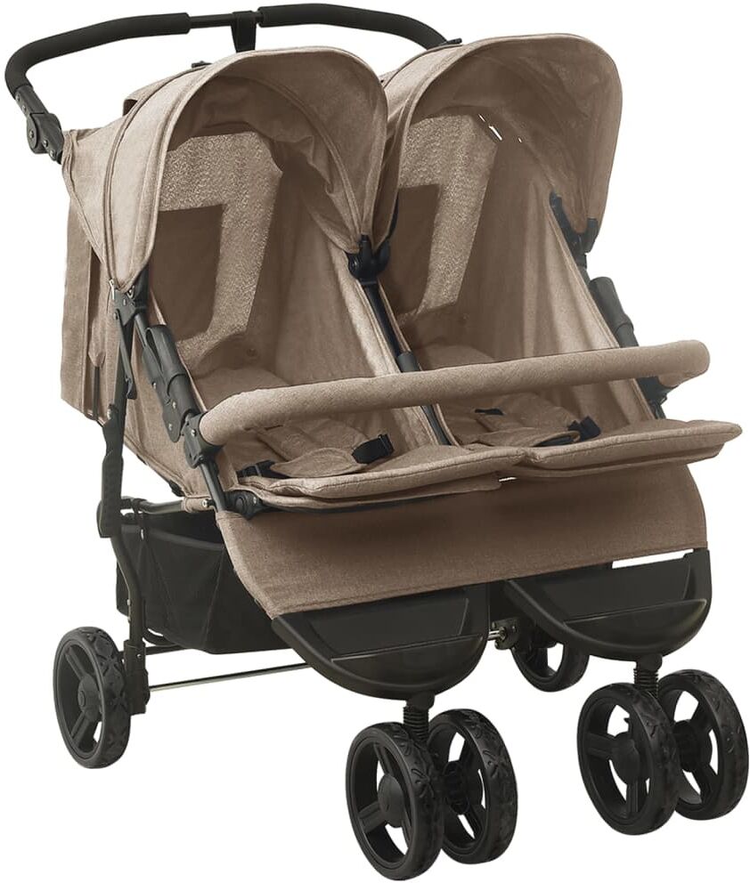 vidaXL Carrito para gemelos de acero gris taupe