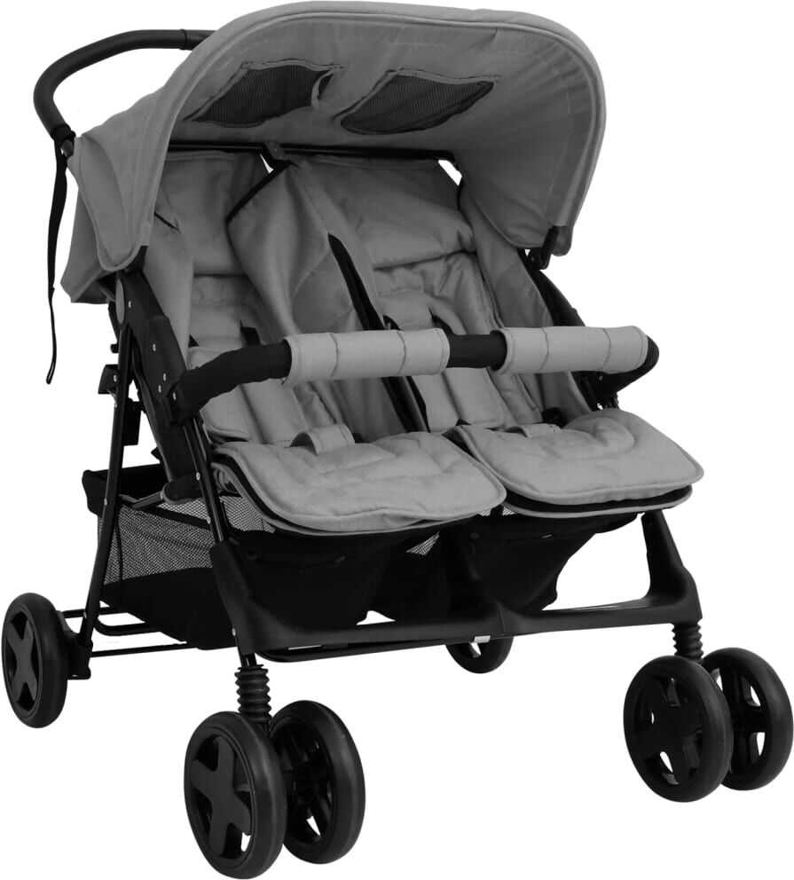 vidaXL Carrito para gemelos de acero gris claro