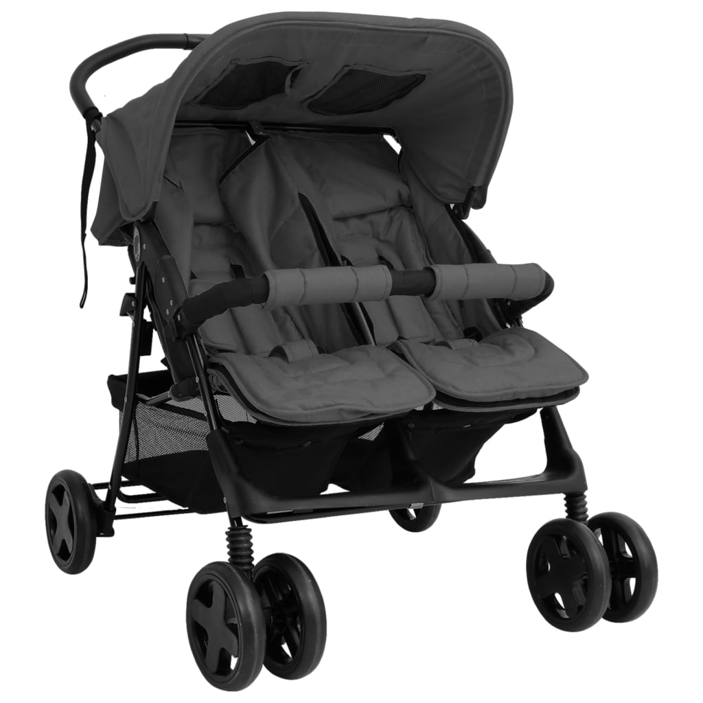 vidaXL Carrito para gemelos de acero gris oscuro