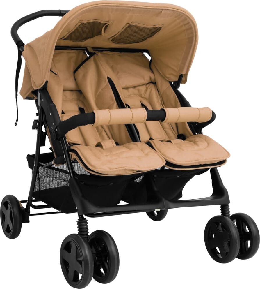 vidaXL Carrito para gemelos de acero gris taupé