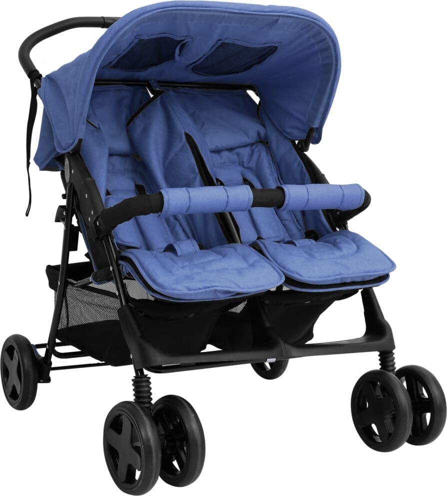 vidaXL Carrito para gemelos de acero azul marino