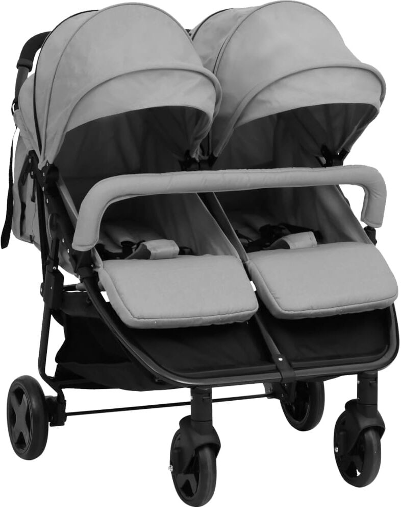 vidaXL Carrito para gemelos de acero gris claro y negro