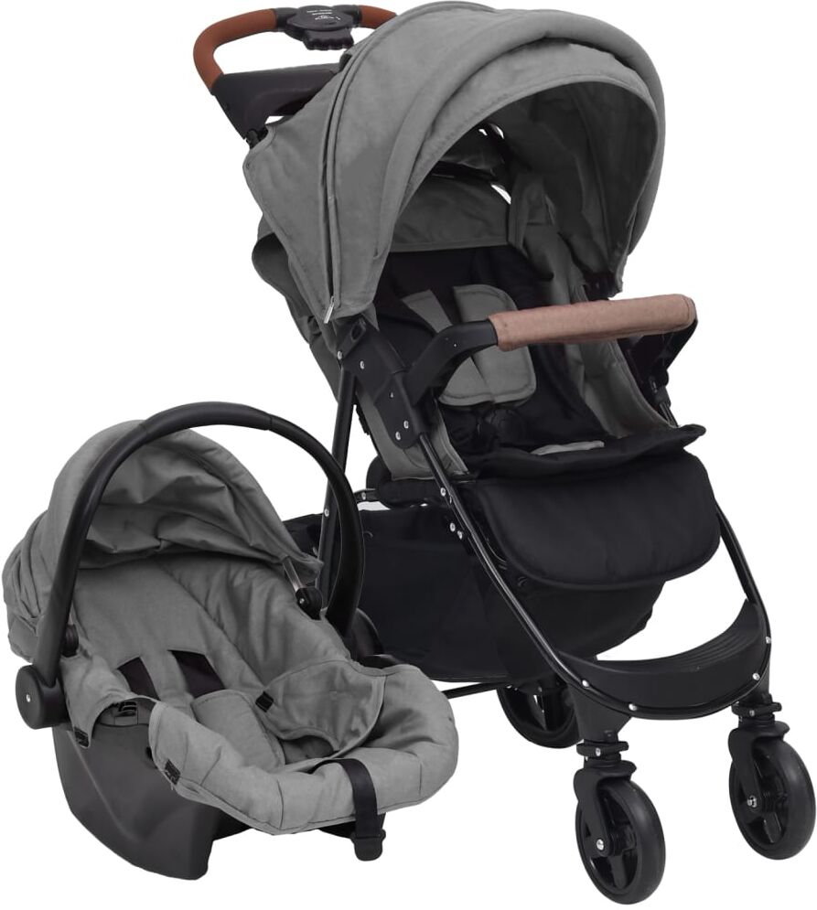 vidaXL Carrito de bebés 3 en 1 de acero gris claro