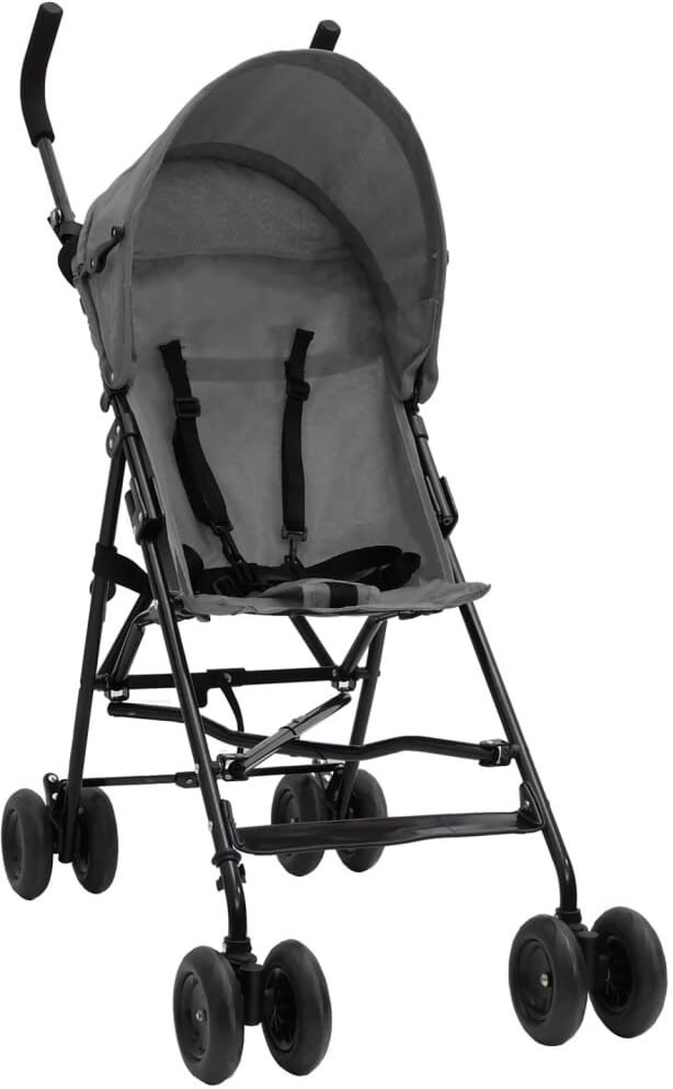 vidaXL Silla de paseo de bebé acero gris claro y negro