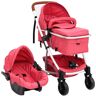 vidaXL Carrito de bebés 3 en 1 de aluminio rojo