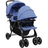 vidaXL Carrito para gemelos tandem de acero azul marino