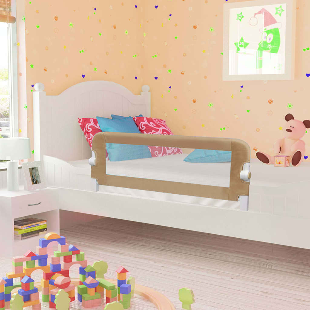 vidaXL Barandilla de seguridad cama de niño poliéster taupe 102x42 cm