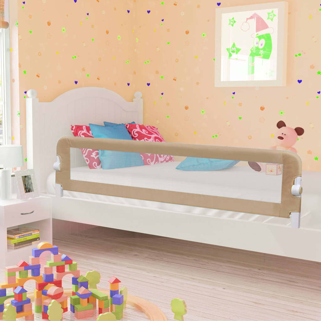 vidaXL Barandilla de seguridad cama de niño poliéster taupe 180x42 cm