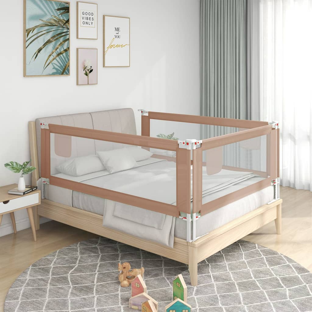 vidaXL Barandilla de seguridad cama de niño gris taupe tela 150x25 cm