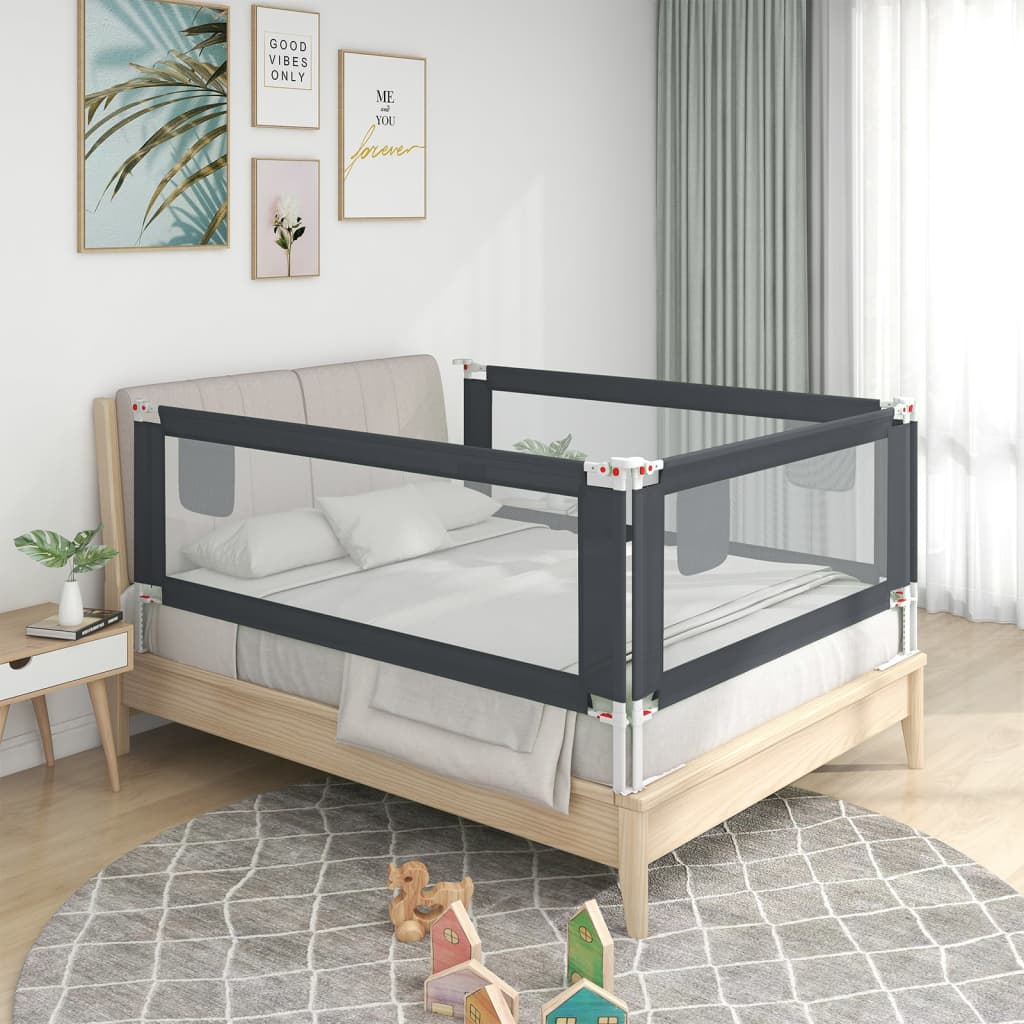 vidaXL Barandilla de seguridad cama de niño gris oscuro tela 190x25 cm