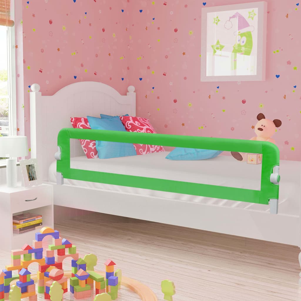 vidaXL Barandilla de seguridad cama de niño poliéster verde 180x42 cm