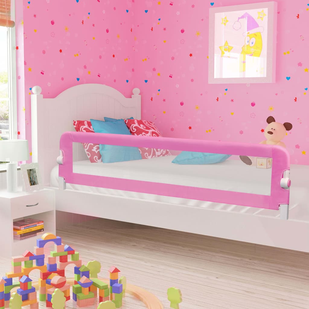 vidaXL Barandilla de seguridad cama de niño poliéster rosa 180x42 cm