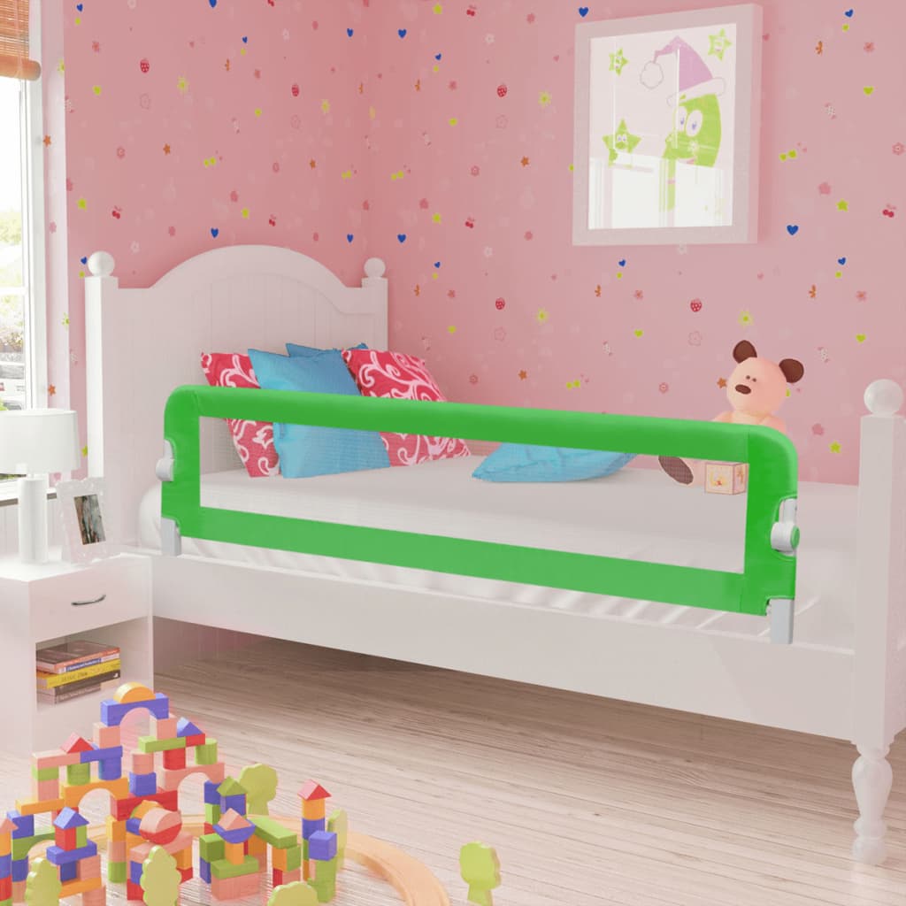 vidaXL Barandilla de seguridad cama de niño 2 uds verde 150x42 cm