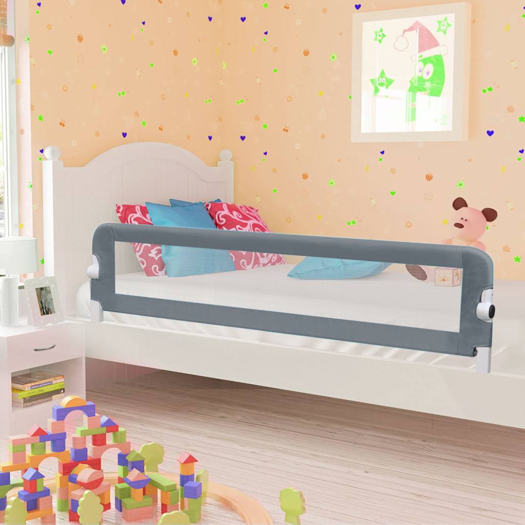 vidaXL Barandilla de seguridad cama de niño poliéster gris 180x42 cm vidaXL Barandilla de seguridad cama de niño poliéster gris 180x42 cm