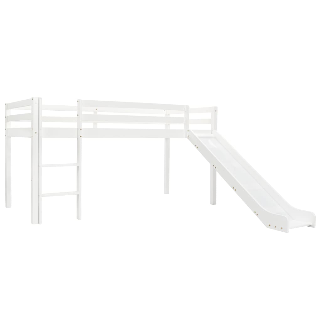 vidaXL Cama alta para niños tobogán y escalera madera pino 97x208 cm