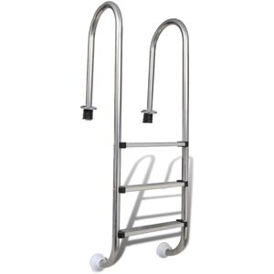 vidaXL Escalera de piscina 3 peldaños acero inoxidable 304 120 cm