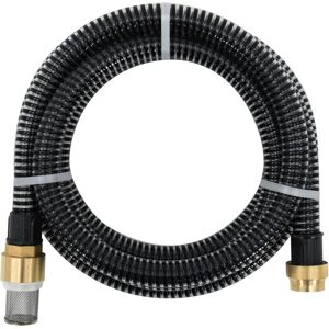 vidaXL Manguera de succión con conectores de latón PVC negro 29 mm 10m