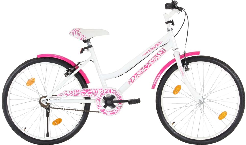 vidaXL Bicicleta de niño 24 pulgadas rosa y blanca