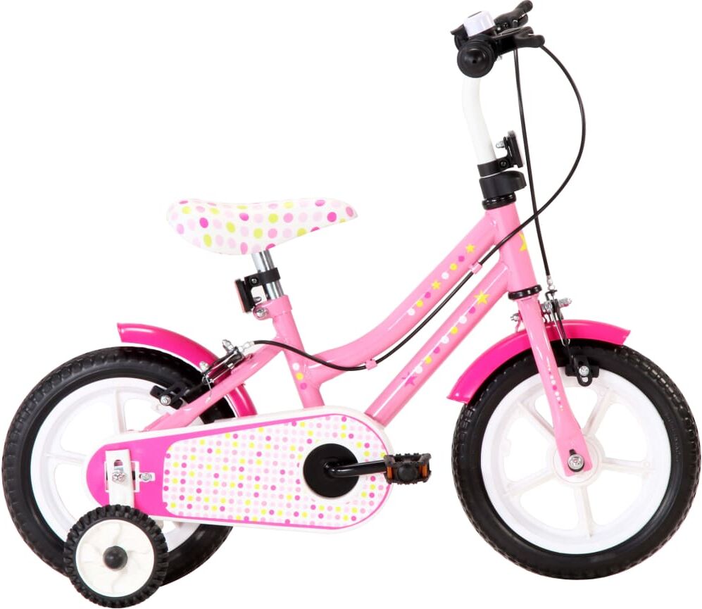 vidaXL Bicicleta para niños 12 pulgadas blanco y rosa