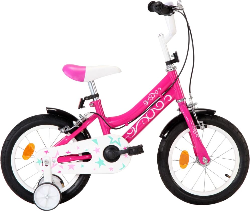 vidaXL Bicicleta para niños 14 pulgadas negro y rosa