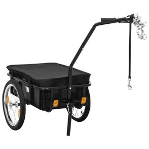 vidaXL Remolque de bicicleta/carrito de mano acero negro 155x60x83 cm