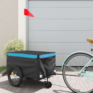 vidaXL Remolque para bicicleta hierro negro y azul 30 kg