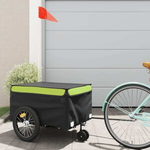 vidaXL Remolque para bicicleta hierro negro y verde 45 kg