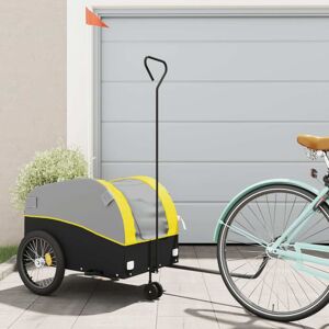 vidaXL Remolque para bicicleta hierro negro y amarillo 45 kg