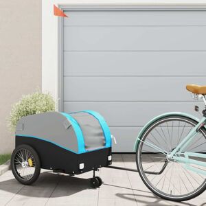 vidaXL Remolque para bicicleta hierro negro y azul 45 kg