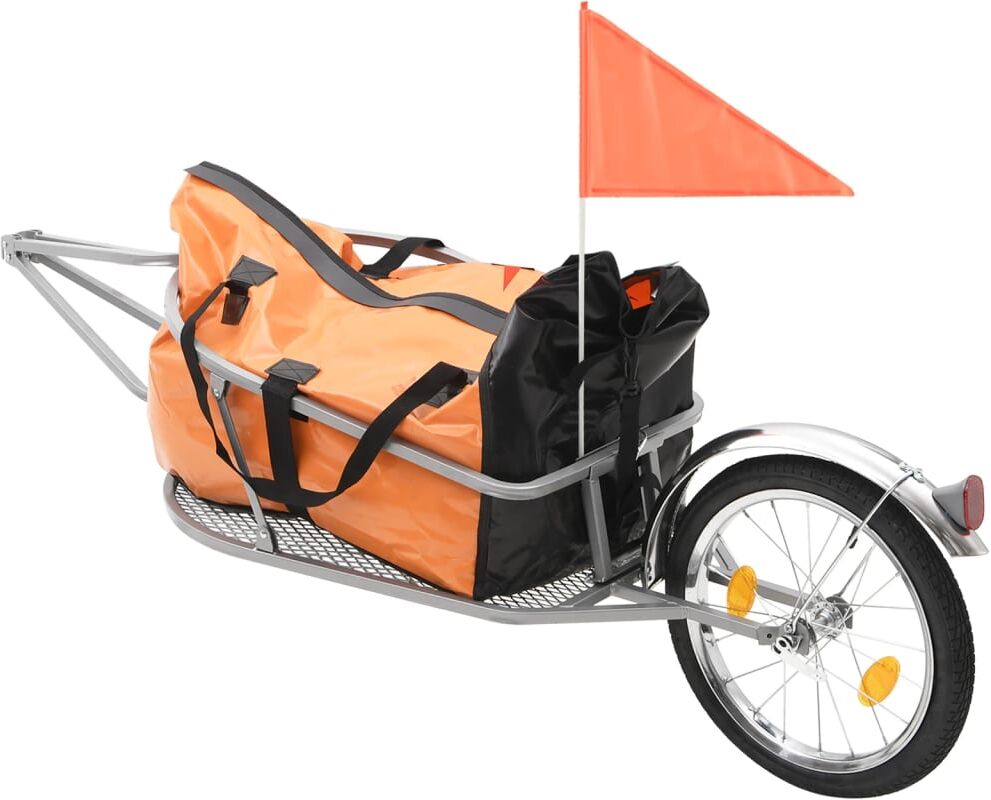 vidaXL Remolque de bicicleta para equipaje con bolsa naranja y negro