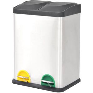 vidaXL Cubo de reciclaje y basura con pedal acero inoxidable 36 L