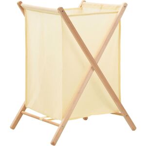 vidaXL Cesto de ropa sucia madera de cedro y tela beige 42x41x64 cm