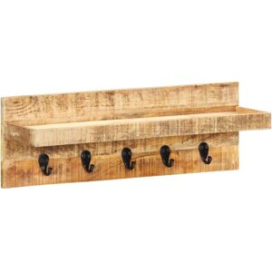 vidaXL Perchero de pared madera maciza de mango sin tratar 60x15x20 cm