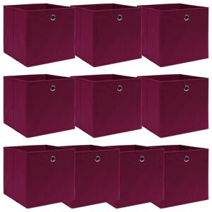 vidaXL Cajas de almacenaje 10 uds tela rojo oscuro 32x32x32 cm