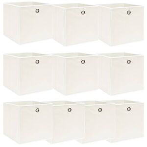 vidaXL Cajas de almacenaje 10 uds tela blanco 32x32x32 cm