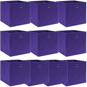 vidaXL Cajas de almacenaje 10 uds tela morado 32x32x32 cm