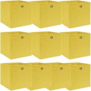 vidaXL Cajas de almacenaje 10 uds tela amarillo 32x32x32 cm