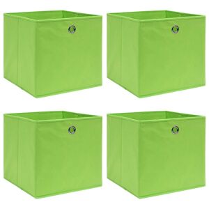 vidaXL Cajas de almacenaje 4 uds tela verde 32x32x32 cm