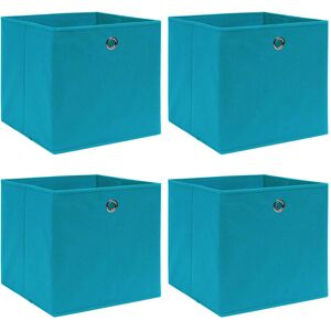 vidaXL Cajas de almacenaje 4 uds tela azul celeste 32x32x32 cm