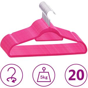 vidaXL Juego de perchas ropa 20 uds antideslizantes terciopelo rosa