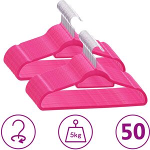 vidaXL Juego de perchas ropa 50 uds antideslizantes terciopelo rosa