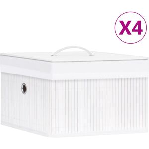 vidaXL Cajas de almacenamiento de bambú 4 unidades blanco